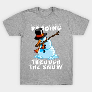 Snowman Dabbing Through The Snow Shirt Christmas Dab Santa 2 T-Shirt